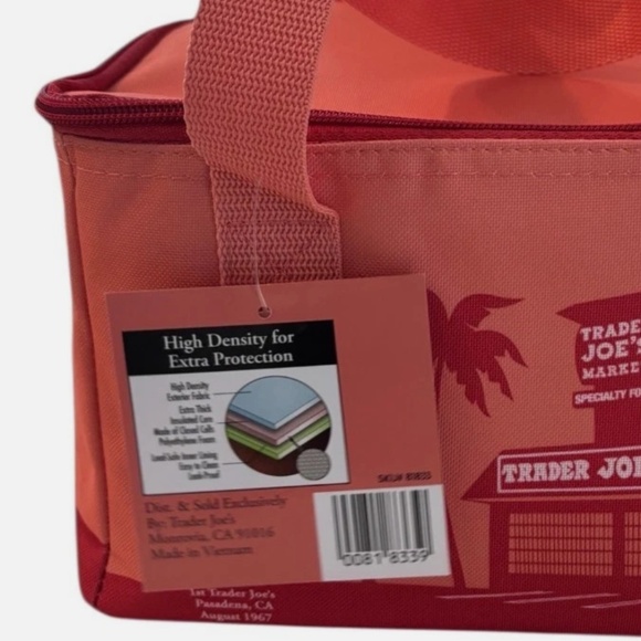 NEW Trader Joe’s Mini Peach Orange Insulated Tote Bag Lunch Box Bag Limited - Picture 5 of 6